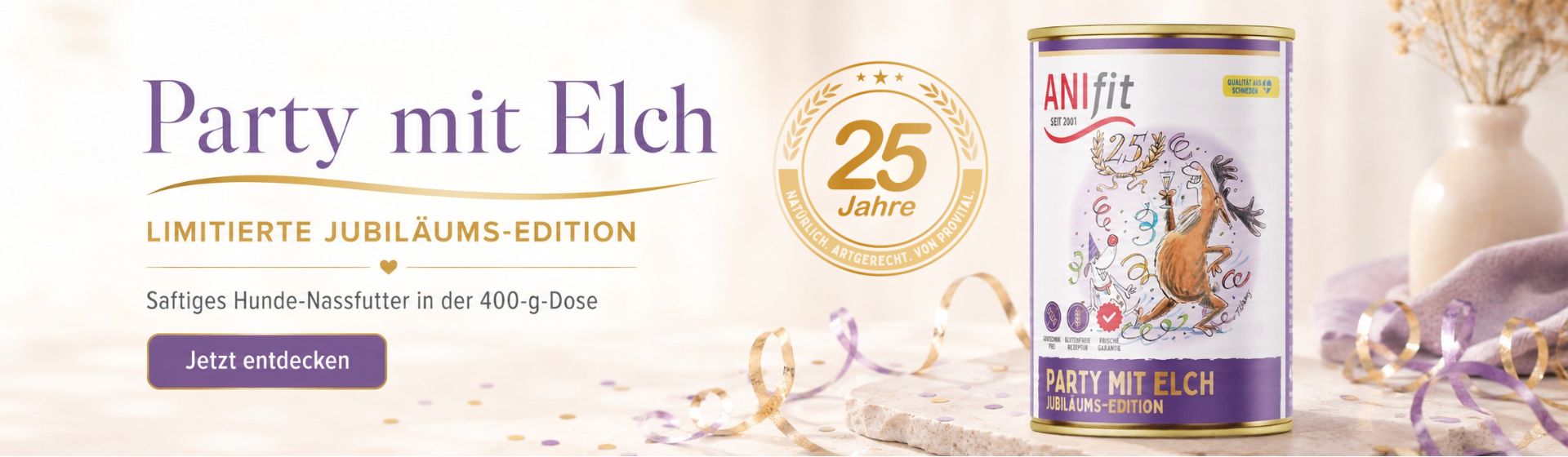 Neues Produkt Party mit Elch